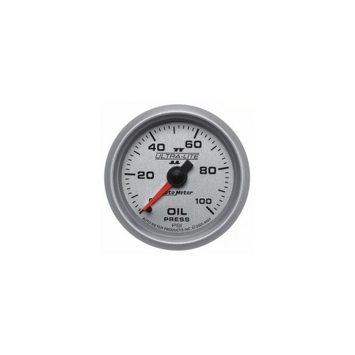 AutoMeter 4921 2-1/16 in. Oil Pressure Gauge, 0-100 PSI, Mechanical, Ultra Lite II, Silver