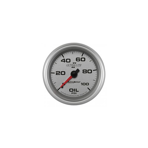 AutoMeter 7721 2-5/8 in. Oil Pressure Gauge, 0-100 PSI, Mechanical, Ultra Lite II, Silver