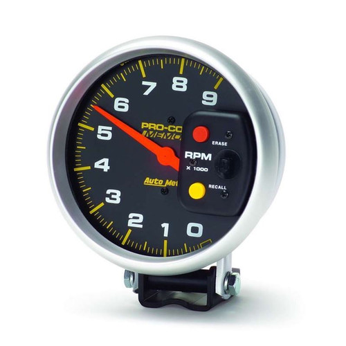 AutoMeter 6809 5 in. Tachometer, 0-9,000 RPM, Pedestal W/Peak Memory, Pro Comp, Black