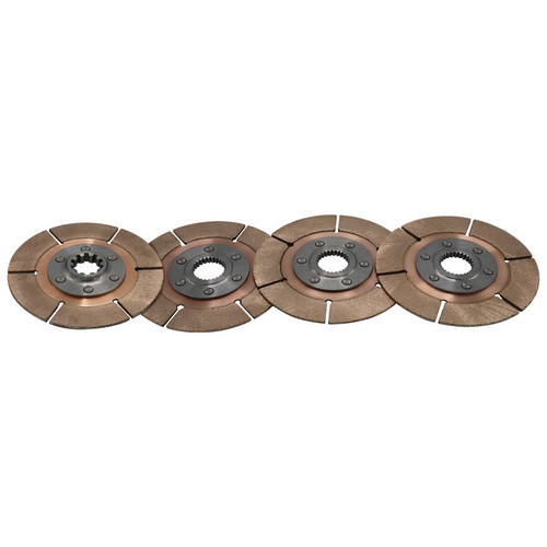 Tilton 64140-9-ACCC-36 Clutch Disc, Full Circle 6-Rivet, 5-1/2 in Diameter, 1-5/32 in x 26 Spline, Rigid Hub, Metallic, Tilton Clutches, Set of 4