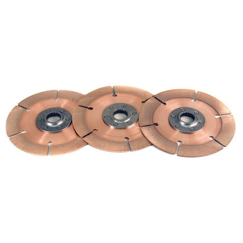 Tilton 64185-2-ABA-36 Clutch Disc, Full Circle 6-Rivet, 7-1/4 in Diameter, 1-5/32 in x 26 Spline, Rigid Hub, Metallic, Tilton Clutches, Set of 3