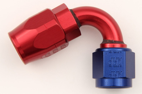 XRP-Xtreme Racing Prod. 112010 Fitting, Hose End, 120 Degree, 10 AN Hose to 10 AN Female, Aluminum, Blue / Red Anodized, Each