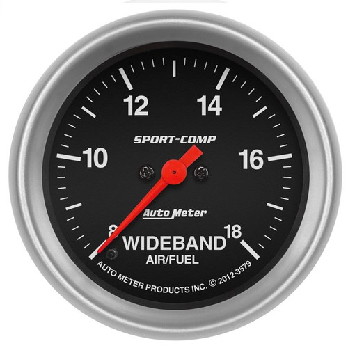 AutoMeter 3579 2-5/8 in. Wideband Air/Fuel Ratio, Analog, 8:1-18:1 AFR, Sport Comp, Black