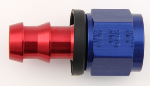 XRP-Xtreme Racing Prod. 230006 Fitting, Hose End, Push-On, Straight, 6 AN Hose Barb to 6 AN Female, Aluminum, Blue / Red Anodized, Each