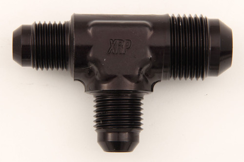 XRP-Xtreme Racing Prod. 824686 Fitting, Adapter Tee, 6 AN Male x 8 AN Male x 6 AN Male, Aluminum, Black Anodized, Each