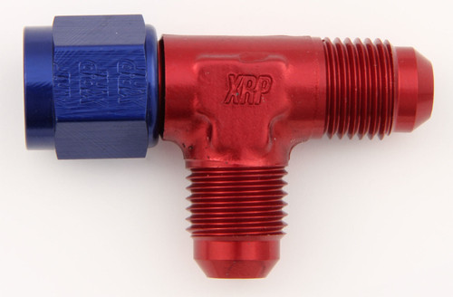 XRP-Xtreme Racing Prod. 900310 Fitting, Adapter Tee, 10 AN Female Swivel x 10 AN Male x 10 AN Male, Aluminum, Blue / Red Anodized, Each