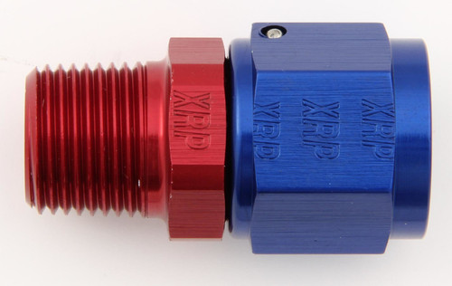 XRP-Xtreme Racing Prod. 900611 Fitting, Adapter, Straight, 10 AN Female Swivel to 3/8 in NPT Male, Aluminum, Blue / Red Anodized, Each