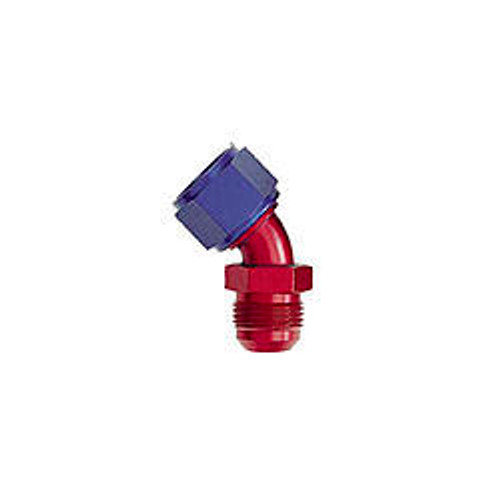 XRP-Xtreme Racing Prod. 920410 Fitting, Adapter, 45 Degree, 10 AN Male to 10 AN Female Swivel, Aluminum, Blue / Red Anodized, Each