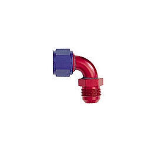 XRP-Xtreme Racing Prod. 920504 Fitting, Adapter, 90 Degree, 4 AN Male to 4 AN Female Swivel, Aluminum, Blue / Red Anodized, Each