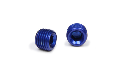 XRP-Xtreme Racing Prod. 993203 Fitting, Plug, 1/4 in NPT, Allen Head, Aluminum, Blue Anodized, Pair