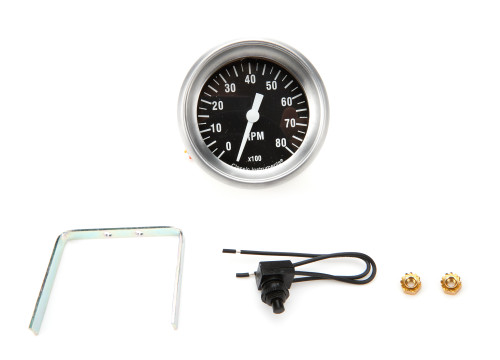 Classic Instruments HR383APF Tachometer, Hot Rod, 8000 RPM, Electric, Analog, 2-5/8 in Diameter, Dash Mount, Aluminum Bezel, Flat Lens, Black Face, Each