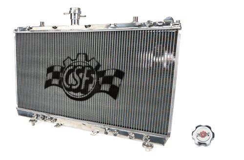 CSF Cooling 7052 Radiator, 31 in W x 2-3/16 in D, Single Pass, Driver Side Inlet, Passenger Side Outlet, Oil Cooler Included, Aluminum, Polished, Chevy Camaro 2013-23, Each