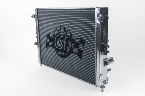 CSF Cooling 7077 Radiator, 24-5/8 in W x 17-1/8 in H x 3-15/16 in D, Single Pass, Passenger Side Inlet, Driver Side Outlet, Aluminum, Polished, Chevy Corvette 2014-19, Each