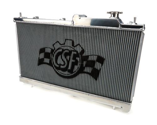 CSF Cooling 7095 Radiator, 27-1/8 in W x 13-3/8 in H x 1-5/8 in D, Single Pass, Top Center Inlet, Driver Side Outlet, Aluminum, Polished, Subaru WRX or STI 2008-23, Each