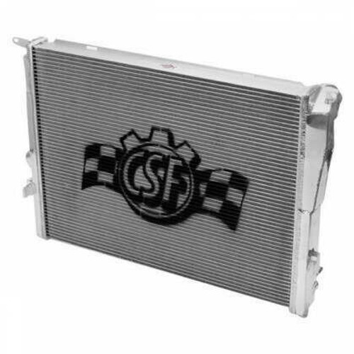 CSF Cooling 8028 Radiator, 23-9/16 in W x 20-5/16 in H x 1-5/8 in D, Single Pass, Passenger Side Inlet, Driver Side Outlet, Oil Cooler Included, Aluminum, Polished, Cadillac CTS-V 2009-13, Each