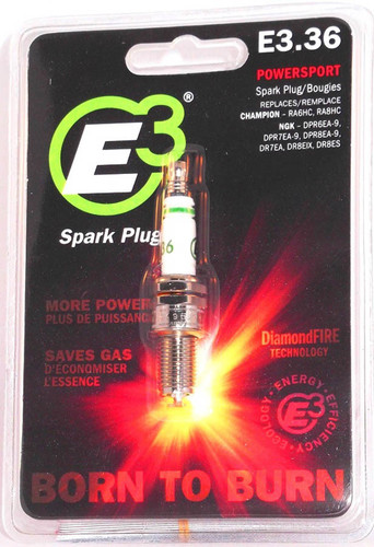 E3 Spark Plugs E3.36 Spark Plug, Diamond Fire, 12 mm Thread, 0.750 in Reach, Gasket Seat, Resistor, Each