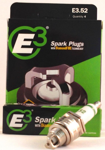 E3 Spark Plugs E3.52 Spark Plug, Diamond Fire, 14 mm Thread, 0.375 in Reach, Gasket Seat, Resistor, Each