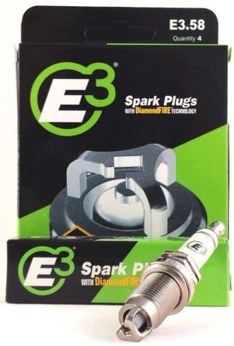 E3 Spark Plugs E3.58 Spark Plug, Diamond Fire, 14 mm Thread, 0.750 in Reach, Gasket Seat, Resistor, Each