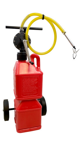 Flo-Fast 30125-R Transfer Pump, Pro-Model, Manual, Hand Crank, Cart / Jug / Pump, Plastic, Red, Dual 5 gal Jug, Kit