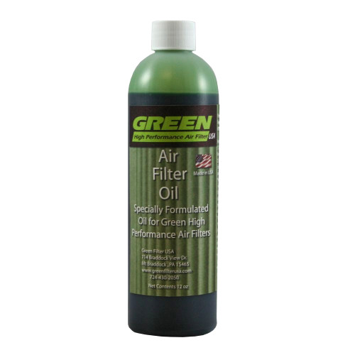 Green Filter 2001 Air Filter Oil, Synthetic, 12 oz Bottle, Green Air Filters, Each