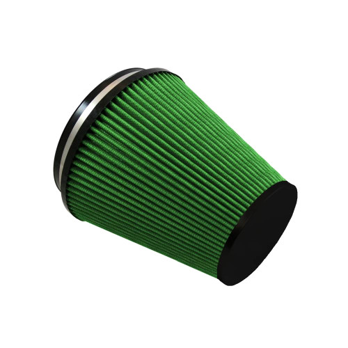 Green Filter 2382 Air Filter Element, Clamp-On, Conical, 7.5 in Diameter Base, 4.75 in Diameter Top, 8 in Tall, 6 in Flange, Reusable Cotton, Green, Universal, Each
