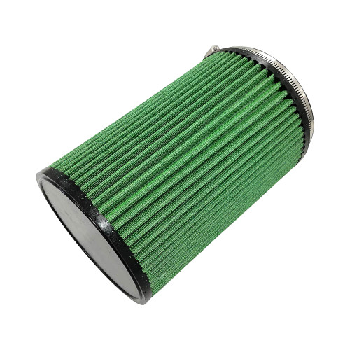 Green Filter 2384 Air Filter Element, Clamp-On, Round, 6 in Diameter, 9 in Tall, 5 in Flange, Reusable Cotton, Green, Universal, Each