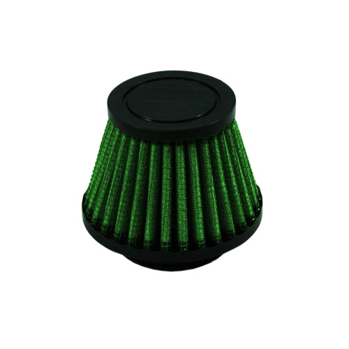 Green Filter 2387 Air Filter Element, Clamp-On, Conical, 2.25 in Diameter Base, 2 in Diameter Top, 2.25 in Tall, 1.38 in Flange, Reusable Cotton, Green, Universal, Each