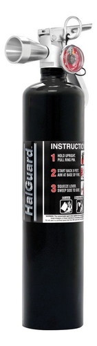 H3R Performance HG250B Fire Extinguisher, Halguard, Halotron 1, Class BC, 1B C Rated, 2.5 lb, Mounting Bracket, Steel, Black Paint, Each