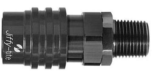 Jiffy-Tite 31806J Quick Release Hose End, 3000 Series, Straight, 1/4 in NPT to Quick Release Socket, Valved, FKM Seal, Aluminum, Black Anodized, Each
