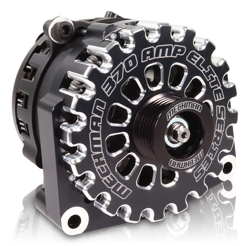 Mechman Alternators B8206370B Alternator, E-Series Billet, 370 amp, 12V, 1-Wire, 6-Rib Serpentine Pulley, Aluminum Case, Black Anodized, GM Fullsize Truck 2004-06, Each