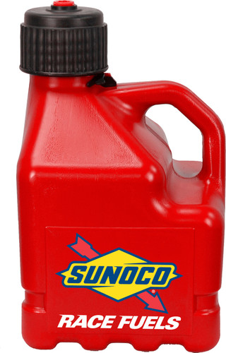 Sunoco Race Jugs R3100RD Utility Jug, 3 gal, 9-1/2 x 9-1/2 x 18 in Tall, O-Ring Seal Cap, Flip-Up Vent, Square, Plastic, Red, Each