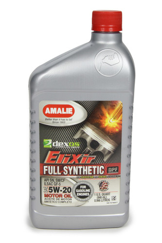 Amalie AMA75746-56 Motor Oil, Elixir, 5W20, Dexos1, Synthetic, 1 qt Bottle, Each