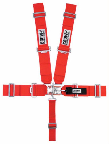 Crow Safety Gear 11012 Harness, 5 Point, Latch and Link, SFI 16.1, 50 in Length, Pull Down Adjust, Wrap Around, Individual Harness, Red, Kit