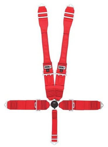 Crow Safety Gear 11104DB Harness, Kam Lock, 5 Point, SFI 16.1, 52 in Length, Pull Down Adjust, Bolt In, Individual Harness, HANS Ready, Red, Kit