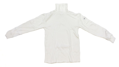 Crow Safety Gear 29103 Underwear Top, SFI 3.3, Long Sleeve, Turtle Neck, Fire Retardant Cotton, White, X-Large, Each