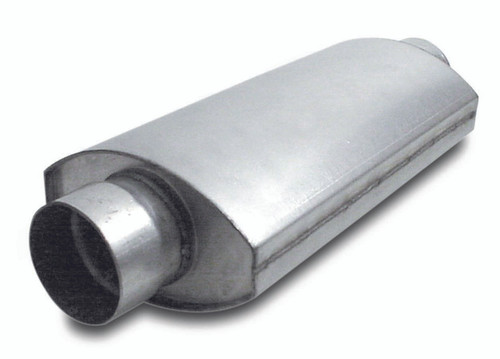 Dynatech 776-14302 Muffler, Split Flow, 3 in Center Inlet, 3 in Center Outlet, 7 x 4 in Oval Body, 14 in Long, Steel, Aluminized, Each