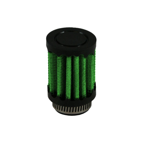 Green Filter 2088 Breather, Clamp-On, Round, 0.50 in OD Tube, Reusable, Rubber, Black, Each
