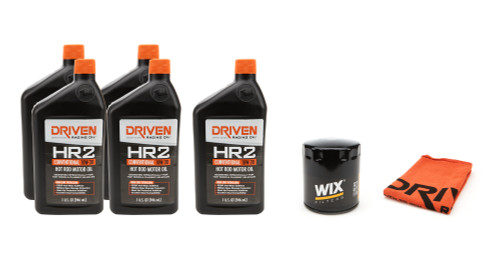 Driven Racing Oil 20500K Motor Oil, HR2, 10W30, Conventional, Oil Filter Included, Five 1 qt Bottles, Chevy V8 1964-75, Kit