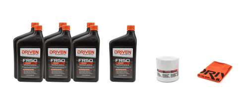 Driven Racing Oil 20952K Motor Oil, FR50, 5W50, Synthetic, Oil Filter Included, Seven 1 qt Bottles, Ford Modular 2013-14, Kit