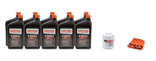 Driven Racing Oil 21051K Motor Oil, FR50, 5W50, Synthetic, Oil Filter Included, Ten 1 qt Bottles, Ford Modular 2015, Kit