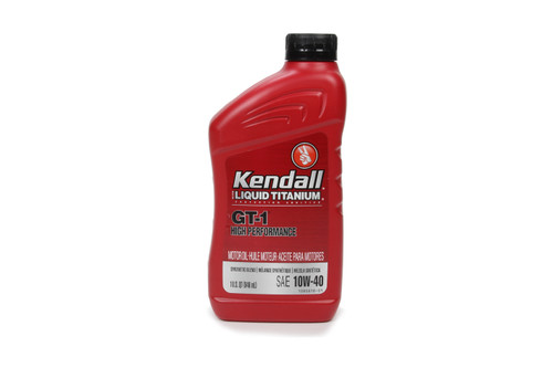 Kendall Oil 1081200 Motor Oil, GT-1 High Performance, 10W40, Semi-Synthetic, 1 qt Bottle, Each
