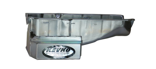 Kevko Oil Pans & Components 1087NRH Engine Oil Pan, Metric, Rear Sump, 6 qt, 7-1/2 in Deep, Removable Aluminum Windage Tray, Driver Side Dipstick, Steel, Zinc Plated, 1-Piece Seal, Small Block Chevy, Kit