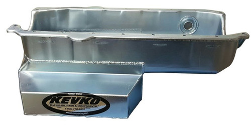 Kevko Oil Pans & Components 1090NRH Engine Oil Pan, Modified, Rear Sump, 7 qt, 7-1/4 in Deep, Removable Aluminum Windage Tray, Passenger Side Dipstick, Steel, Zinc Plated, 1-Piece Seal, Small Block Chevy, Kit