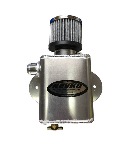 Kevko Oil Pans & Components K9085 Breather Tank, 4 in Wide x 5 in Tall x 3 in Deep, 12 AN Male Inlet, Petcock Drain, Reusable Breather, Aluminum, Natural, Each