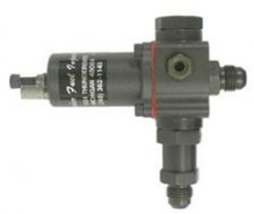 Kinsler 3970 Fuel Bypass Valve, High-Speed, Adjustable, 49 to 106 psi, 6 AN Inlet, 6 AN Outlet, Aluminum, Black Anodized, Universal, Each