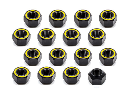 Kluhsman Racing Products KRC-8211 Lug Nut, 5/8-11 in Right Hand Thread, 1 in Hex Head, 45 Degree, Open End, Aluminum, Black Anodized / Reflective Yellow, Set of 20