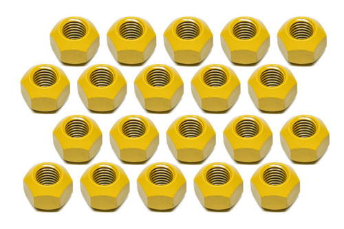 Kluhsman Racing Products KRC-8212T Lug Nut, 5/8-11 in Right Hand Thread, 1 in Hex Head, 45 Degree, Open End, Steel, PTFE Coated, Reflective Yellow, Set of 20