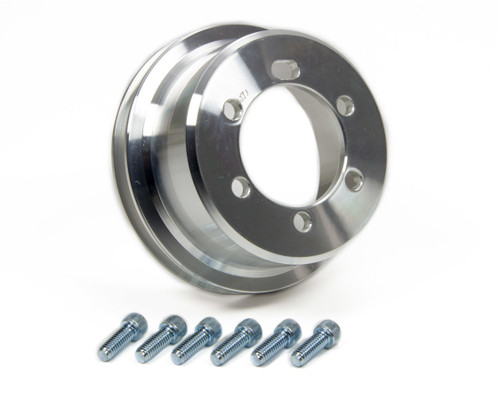 March Performance 10011 Crankshaft Pulley, V-Belt, 1 Groove, 5.250 in Diameter, Aluminum, Clear Powder Coat, Mopar V8, Each