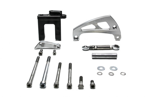 March Performance 23003 Alternator Bracket, Passenger Side, Mid Mount, Head / Water Pump Mount, Aluminum, Clear Power Coat, Electric Water Pump, GM 10SI Alternator, Big Block Chevy, Kit