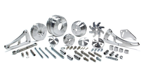 March Performance 30245 Pulley Kit, Ultra, 6-Rib Serpentine, Aluminum, Clear Powder Coat, Big Block Ford, Kit